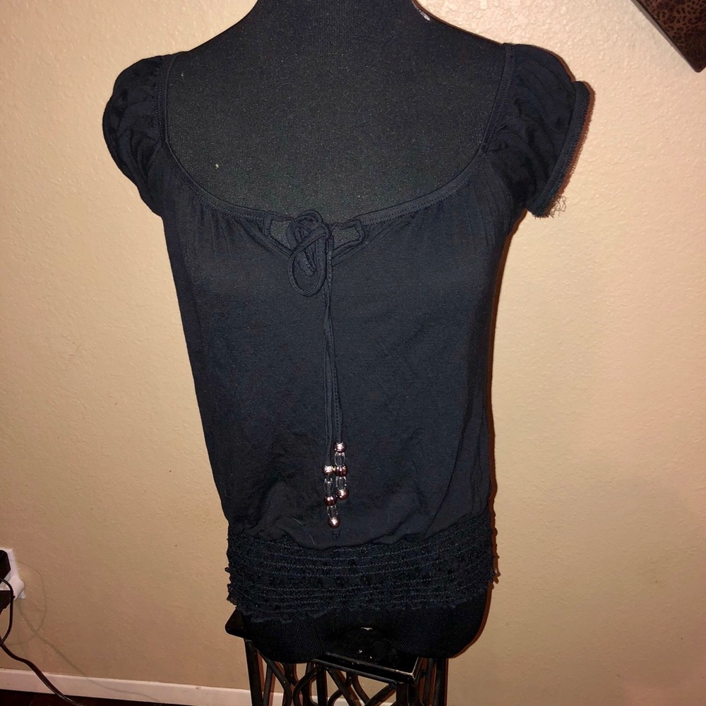 Black peasant style top